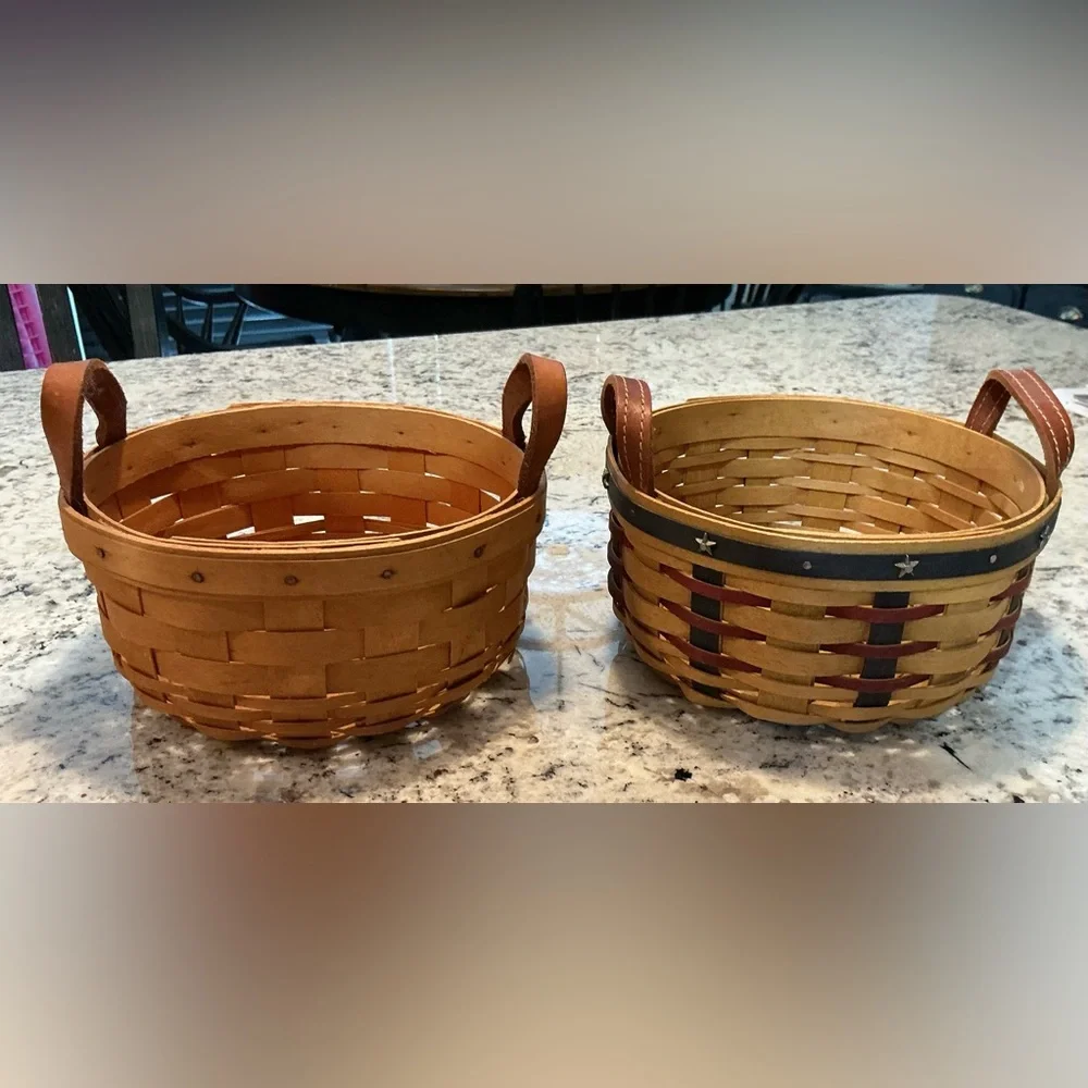 Set of Two 1997 Longaberger Button Handwoven Baskets - Picture 1 of 7